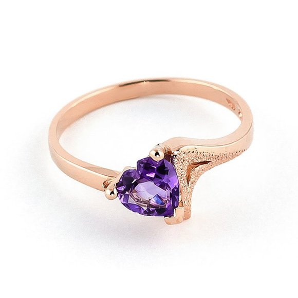 14K. SOLID GOLD RING WITH NATURAL AMETHYST - Picture 7 of 10